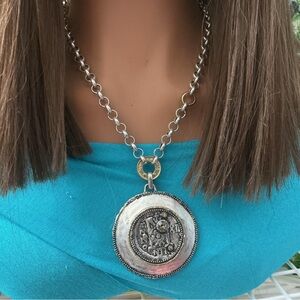 Chico's Silver and Gold Medallion Necklace